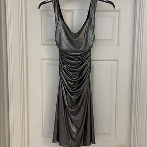 Vtg.  NWT.  Laundry by Design Metallic Silver Ruched Design Dress